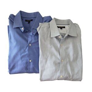 Banana Republic Mens Non-Iron Slim Fit Dress Shirts XL Cotton Blend Bundle of 2